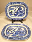 (2) W. RIDGWAY SEMI CHINA WILLOW BLUE and WHITE Rectangular Platters 9.5" x 7.5"
