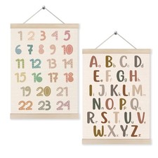 Alphabet Numbers Poster Hanger Frame Set of 2, Nursery Wall Decor, ABC Banner...