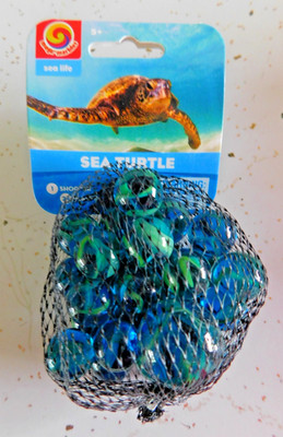 Mega Marble SEA TURTLE  MARBLE NET 24 Player Marbles & 1 Shooter -Picture Header