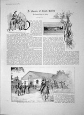 Old Antique Print 1893 French Cavalry School Riding-School Fencing Sport 19th