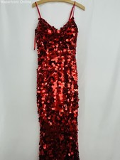 Windsor Red Large Sequin Long Gown with Front Slit Dress Women's Small NWT