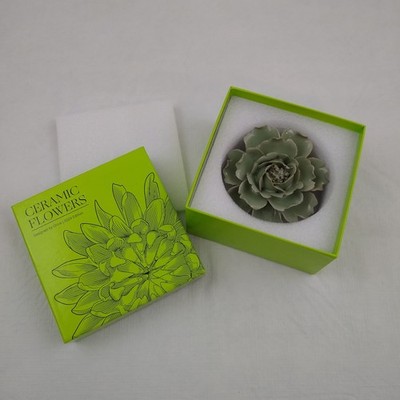 Chive Ceramic Flower Wall Hanging Decor or Table Art Green Lotus NEW IN BOX 2014
