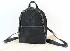 Authentic STELLA McCARTNEY Black Quilted Fabric Small Backpack Bag Purse #30086