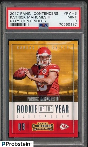 2017 Contenders ROY #RY-3 Patrick Mahomes II Chiefs RC Rookie PSA 9 MINT
