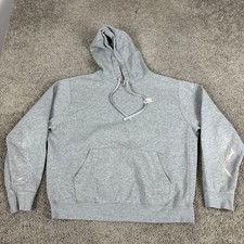 Nike Sportswear Club Fleece Hoodie Mens Medium Gray White Swoosh Sweatshirt READ