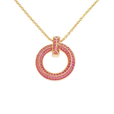 Tiffany & Co. T1 Mini Kreis Anhänger Halskette K18 Roségold Rosa Saphir TGIS