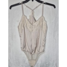 NWT Abercrombie Fitch Lace Trim Satin Bodysuit Small