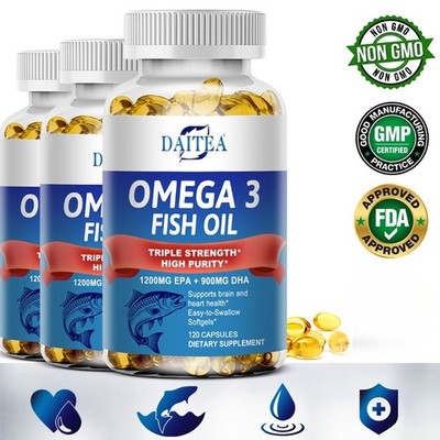 Daitea Omega-3-Fischöl Dreifachstärke 1200 mg EPA + 900 mg DHA 30/60/120 Kapseln