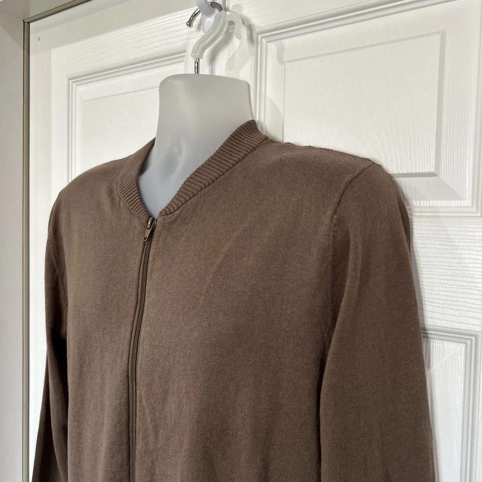 Asos коричневый хлопок полный молнии тонкий вязаный кардиган свитер мужской L - Изображение 3 из 4