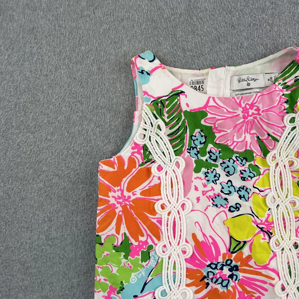 Vestido Lilly Pulitzer Niñas Mediano 7/8 Multi Floral Cambio Encaje Ribete Foto 3 de 4