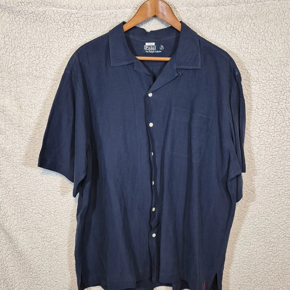 Polo Ralph Lauren Silk Short Sleeve Button-Up Casual Button-Down