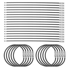 50pcs Wire Keychain Cable 6" Plastic Coated 2mm Stainless Steel Key Ring Black