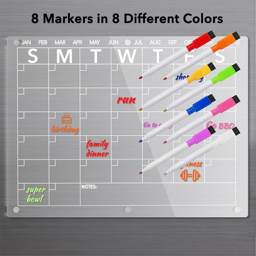 Acrylic Magnetic Dry Erase Board Calendar for Fridge, Clear Monthly Planner W... - Picture 4 of 7