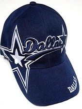 Dallas City Blue Hat Cap Script Visor Embroidered Signature Double Cowboys Star