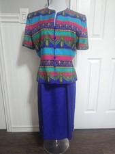 NWT Adriana Papell Vintage 2 Pc Silk Suit Size 12 80 s/90's Beautiful