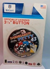 Dale Earnhardt & Richard Petty Nascar Wincraft 3 1/2" Button Pin VTG Made In USA