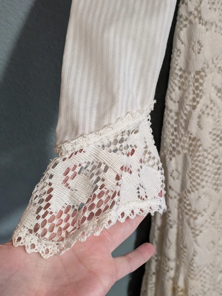 Vestido de encaje floral blanco Gunne Sax 1972 vintage - talla 7 - pradera, boda, casa de campo Foto 4 de 4