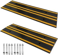 2 Pack 48" Driveway Ramp Heavy Duty Vehicle Curb Rubber Threshold Ramp 15T Load
