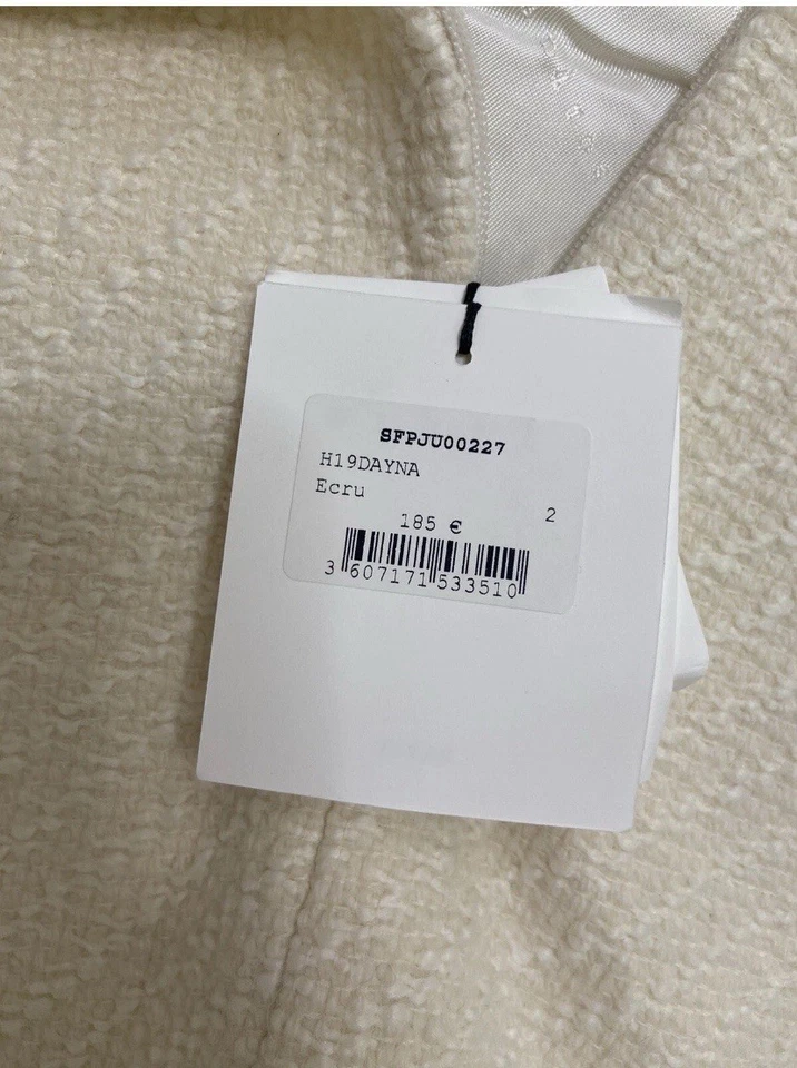 Minifalda Sandro Dayna de lana de tweed para mujer talla 8 marfil blanco perla forrada con botones Foto 4 de 4