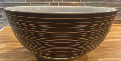 1964 Vintage PYREX Terra 404 Matte Brown Tan Striped 4 QT Mixing Bowl