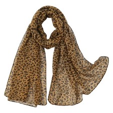 Herebuy - Unique Women's Floral Scarves: Chiffon Flowers Brown Leopard Print