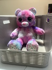 BUILD A BEAR Plush Tie Dye Pastel Hearts Big Eyes 17" read description 