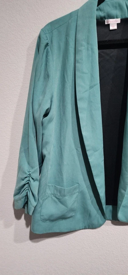 Куртка блейзер Xhilaration женская L зеленая с открытыми передними карманами офисная - Изображение 4 из 4