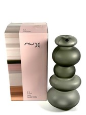 NUDE Glass Cairn Large Candle Holder Sculpture Frosted Gray 13.5" NIB