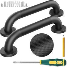12 Inch Shower Grab Bars, 2 Pack - Anti-Slip Stainless Steel Bathroom Black 