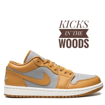 NIKE AIR JORDAN 1 LOW GREY CURRY CEMENT CHUTNEY Damen Sneaker beige curry grau