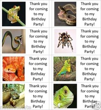 40x Personalised Reptile/s/snakes labels/stickers/birthday/party/cake/sweet/bags