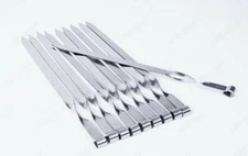 10 BBQ SKEWERS FLAT 3/4" WIDE STAINLESS STEEL SHISH KEBOB KEBAB KABOB SHASHLIK