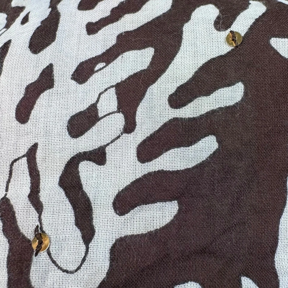 Tory Burch Cotton Reef Sequin Print Tunic Brown Womens 6 - Image 4 of 4