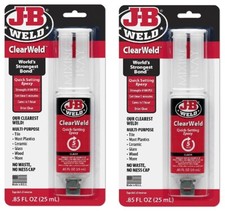 J-B Weld ClearWeld Quick-Setting Epoxy Syringe, 50112 Clear 25 ml 2 Pack 
