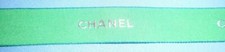 Chanel Green and Silver metallic lettering ribbon RARE 1 yard