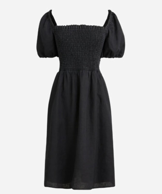 NWT J Crew Women's Puff-Sleeve Smocked Linen Mini Allegra Dress Black Medium | eBay NWT J Crew Women's Puff-Sleeve Smocked Linen Mini Allegra Dress Black Medium | eBay