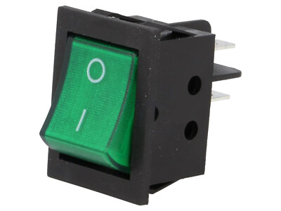 Wippschalter Schalter DPST ON-OFF 15A 250VAC schwarz grün beleuchtet [2 pcs] #B4