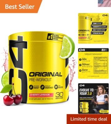 Sugar-Free Cherry Limeade Pre Workout Powder - 30 Servings for All Diets