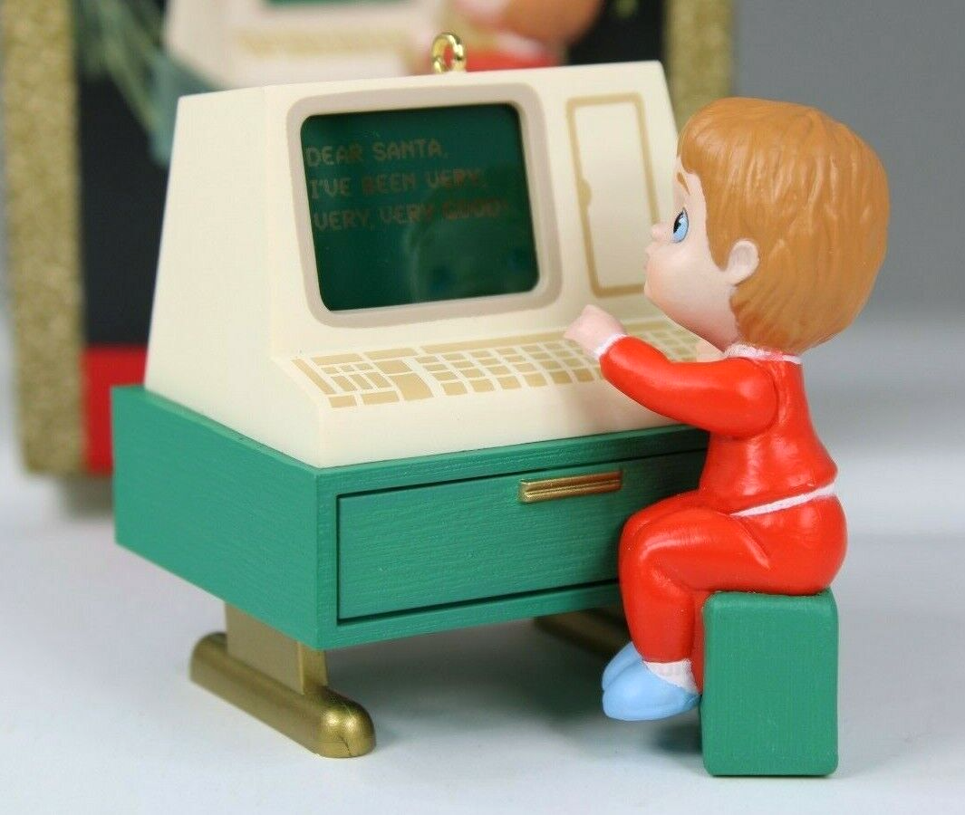 Hallmark Keepsake Magic Light Ornament Boy on Computer Letter to Santa 1990