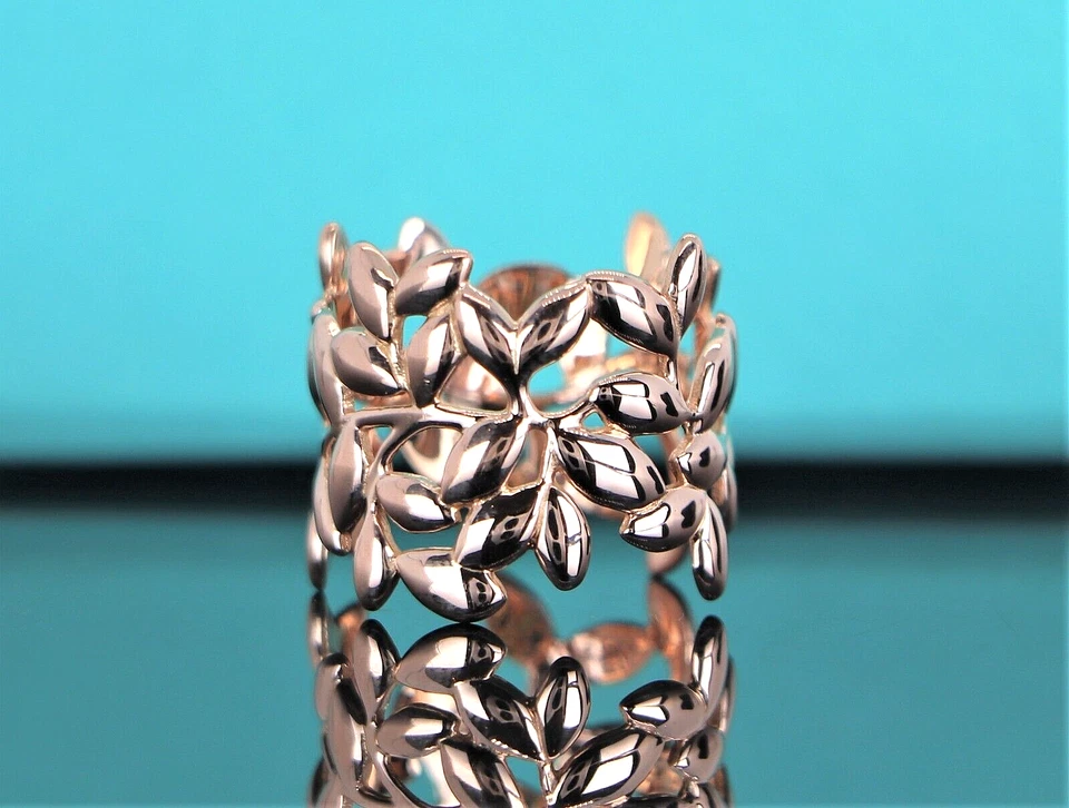 $2750 Tiffany & Co. Paloma Picasso Oro Rosa 18K Hoja de Olivo Cóctel Anillo Banda 6 Foto 2 de 4