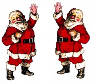 2 Vintage Santa Christmas No-Sew Appliques w/ Instructions