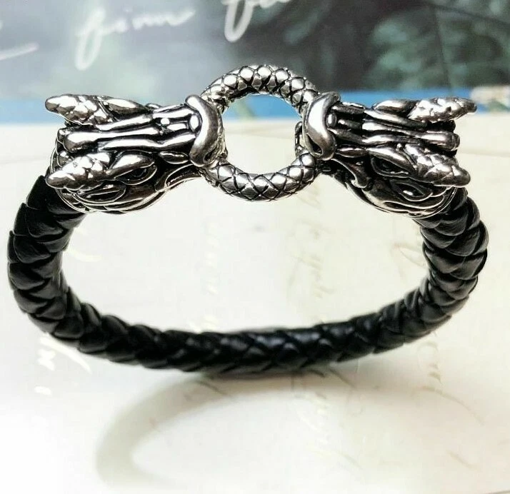 Men's Sterling Silver Bracelet, 'Silver Dragon