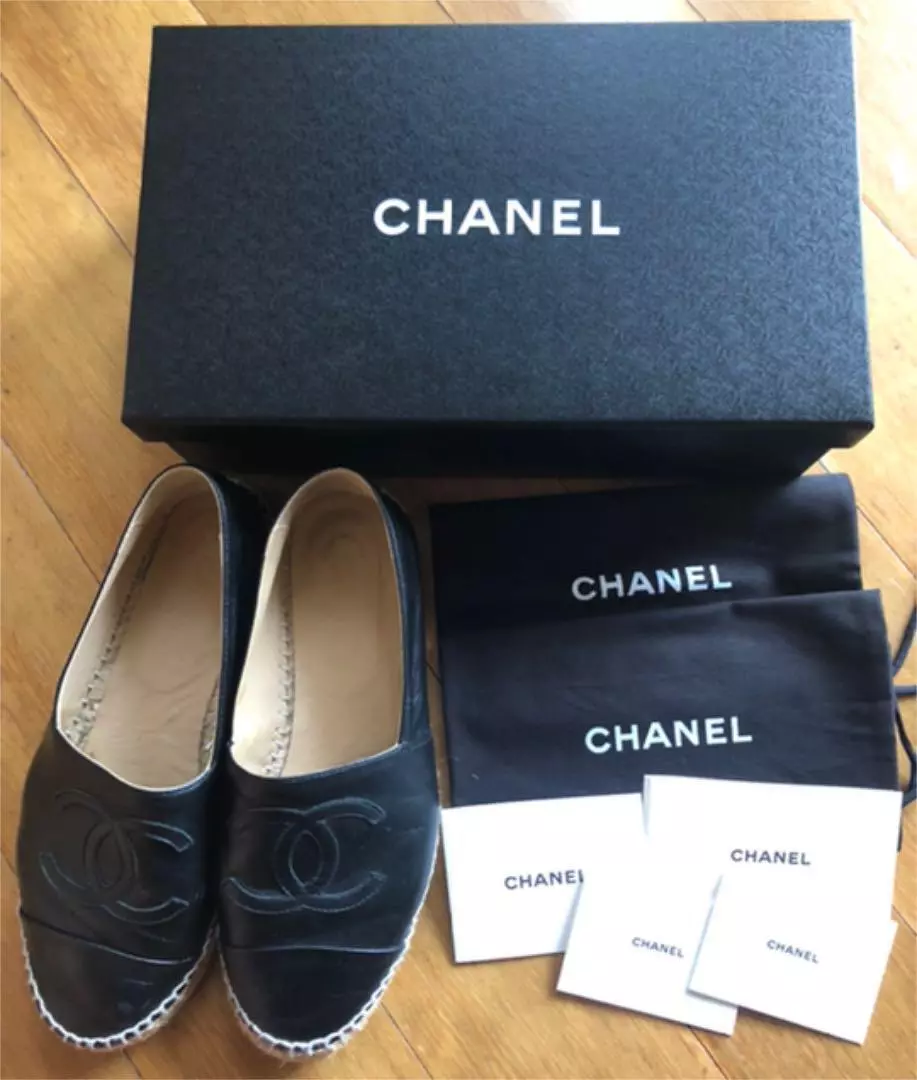 Leather espadrilles Chanel Black size 38 EU in Leather - 21856913