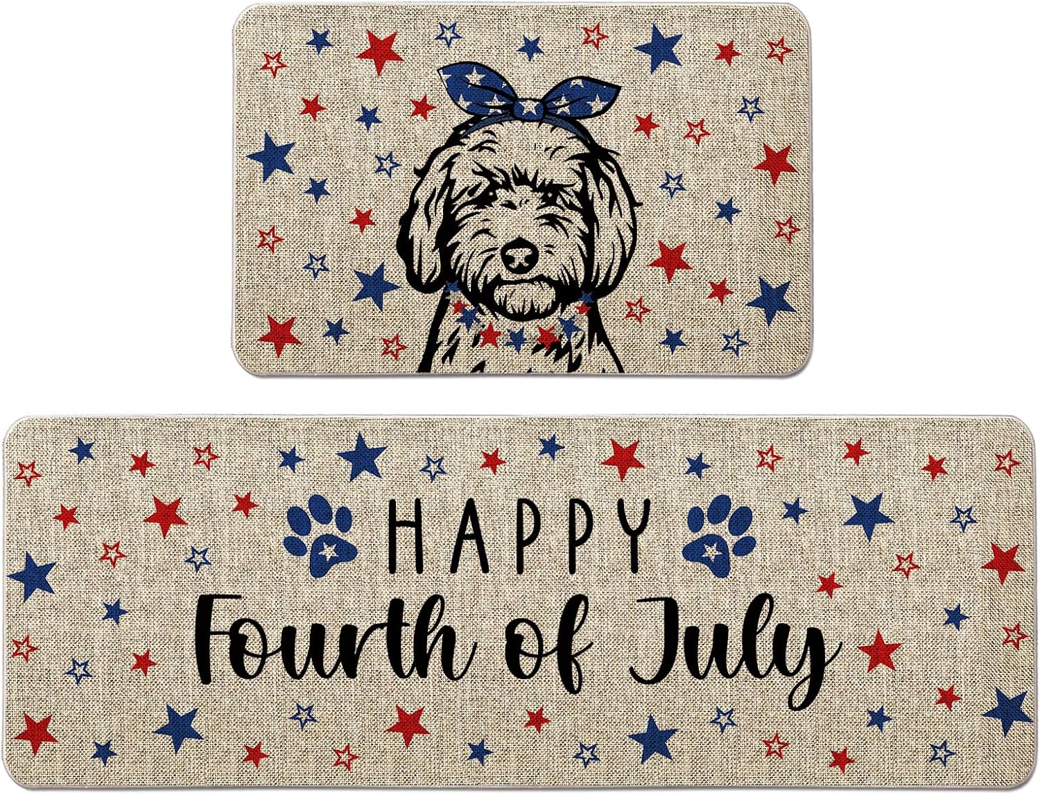 4Th of July Kitchen Mat Set of 2 Golden Doodle Patriotic Independence Day Kitche