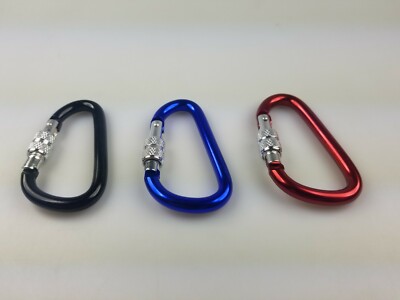 NEW ASSORTED COLORS 2-1/2'' LOCKING CARABINERS (100PCS, 20PCS, & 5PCS)