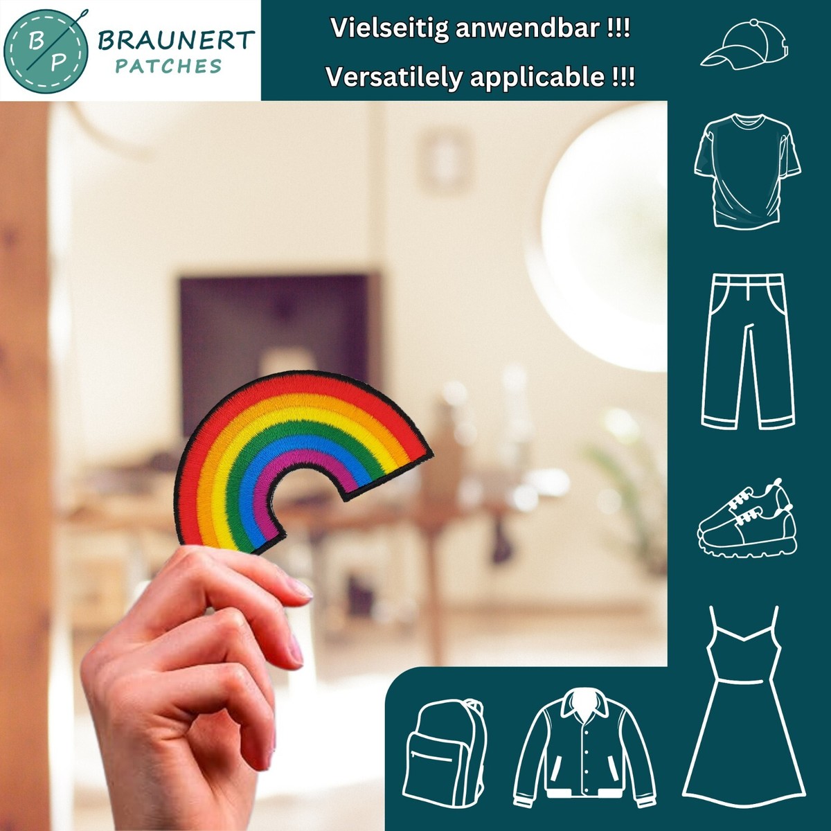 Regenbogen-Aufnäher – 7 X 4,5 Cm, Zum Aufbügeln Oder Aufnähen, Für DIY & Deko
