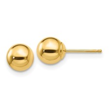 6mm 14K Yellow Gold Polished 6mm Ball Stud Post Earrings