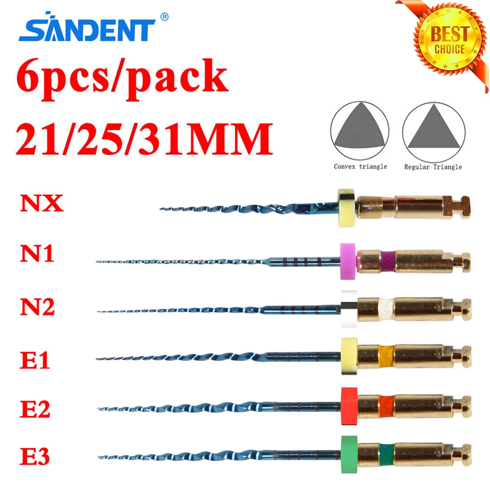 6 piezas limas rotativas dentales endo X-Pro Gold Taper NITI limas de conducto radicular 21/25/31 mm Foto 3 de 4