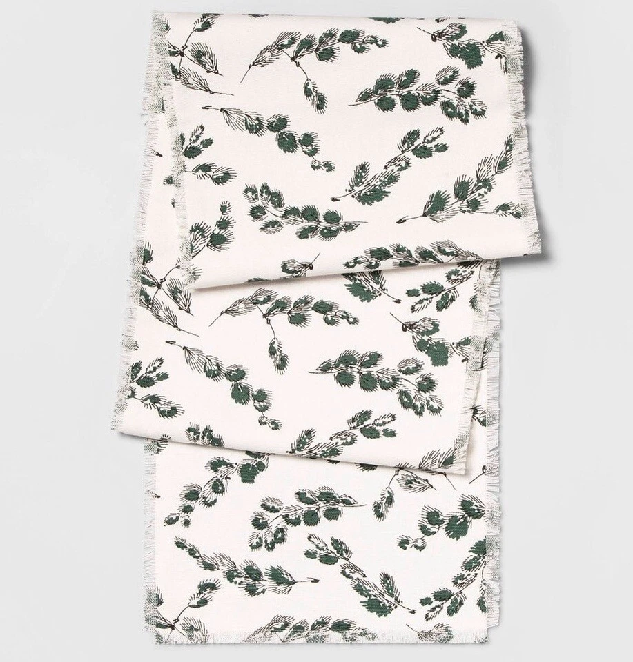 THRESHOLD 14"x72" Nordic Pine Table Runner GREEN/WHITE Christmas NWT Dining Room - Image 2 of 4
