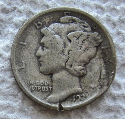 1921 Mercury Winged Liberty Silver Dime Rare Key Date Fine Detail Damaged